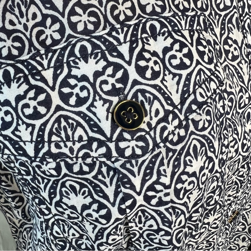 Tory Burch Cotton Collared Button Down Blouse Nav… - image 4